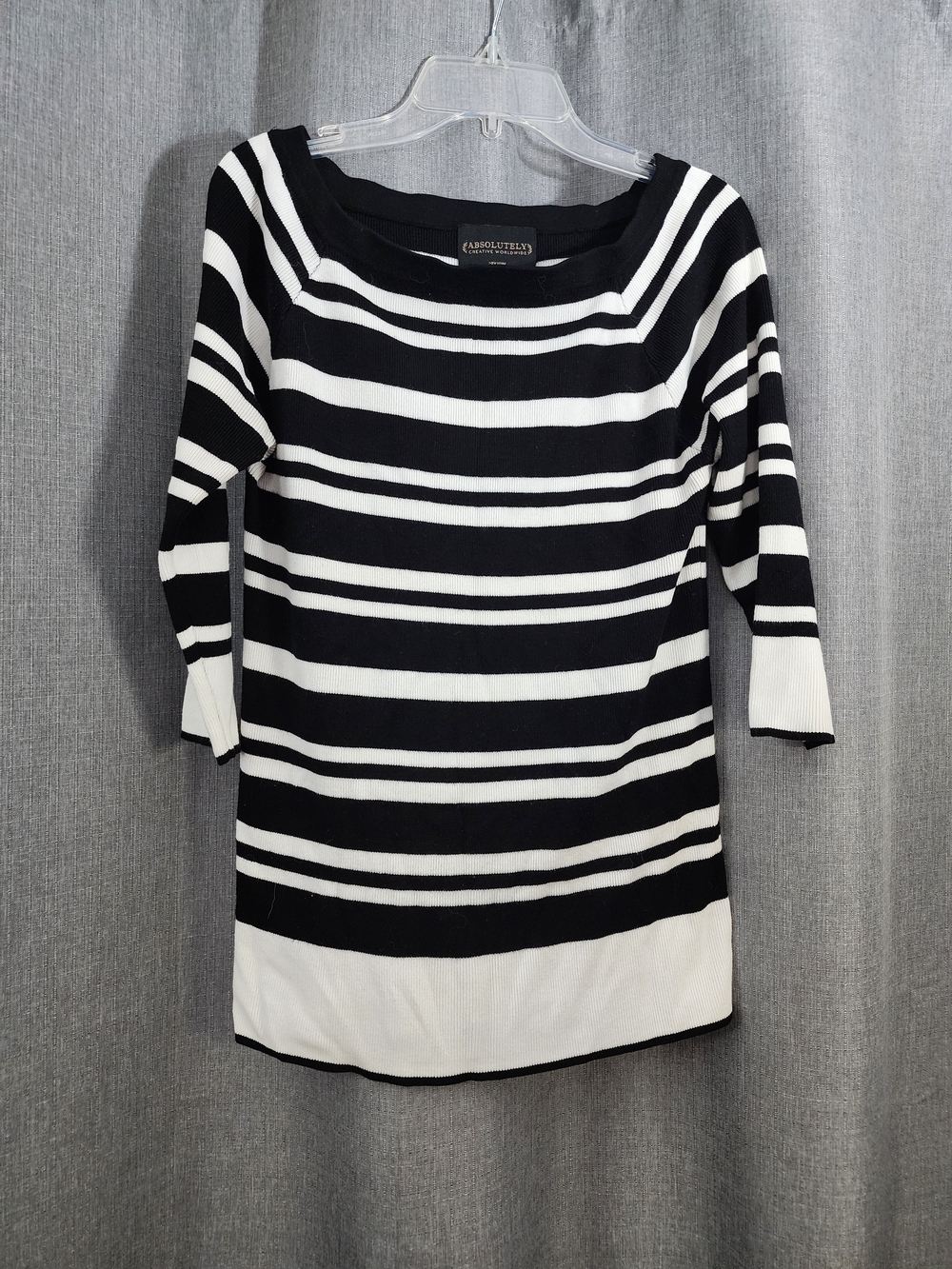 Absolutely Comfortable Black & White Striped Boatneck Sweater